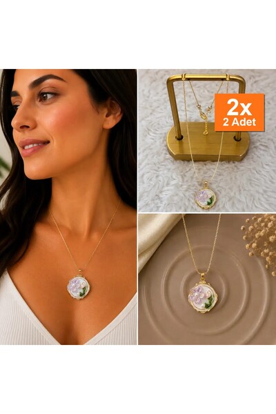 Bozhi Flower Elegant Necklace Daily Elegance Gift Steel Purple