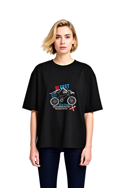 PayBuy Women's Oversize Bicycle Print T-Shirt Vintage Style Relaxed Fit Short...