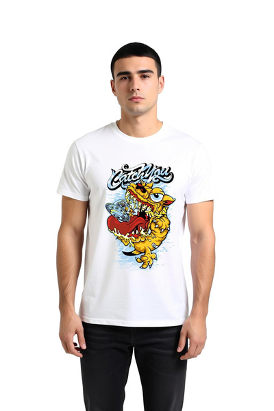 PayBuy Men's Retro Monster Printed Short Sleeve T-Shirt %100 Cotton Relaxed F...