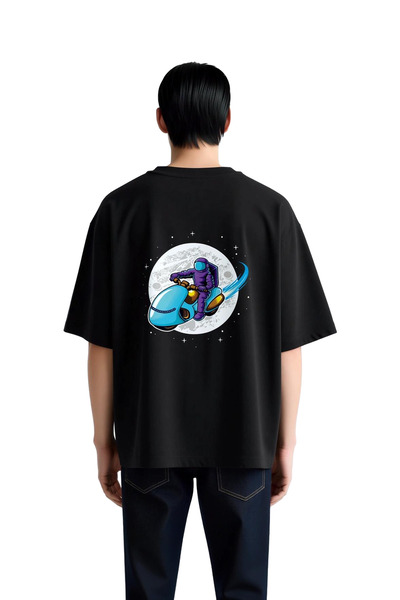 PayBuy Ανδρικό μπλουζάκι μεγάλου μεγέθους Astronaut Rocket Motorcycle Print R...