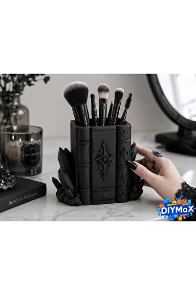 DIYMaX Crystal Brush and Pen Holder Organizer with Gothic Book Design