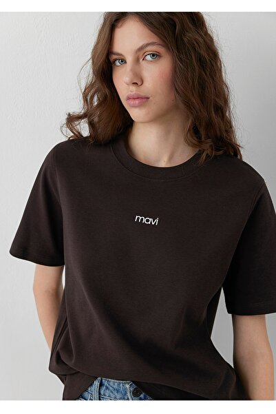 Mavi Tricou de damă cu logo imprimat și croială regulară.