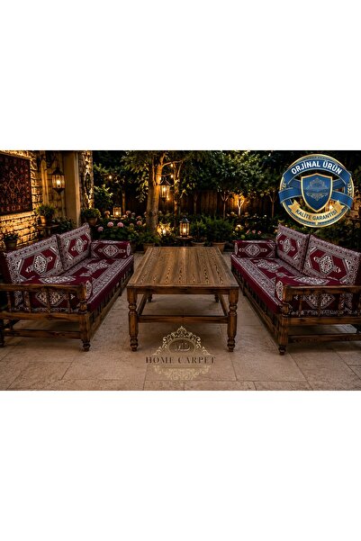 md home carpet 13 Parça Ahşap Şark Köşesi Sedir Oturma Grubu Çift Yüzlü Minde...