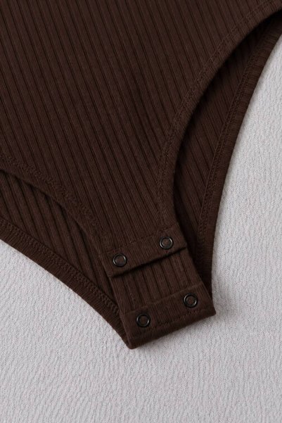 Violon Brown Long Sleeve Ribbed Polo Collar