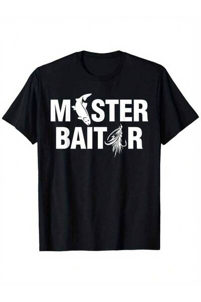 k222 Men's Fishing-Shirt, Titled Master Baiter, Features Casual Crew Neck Sho...