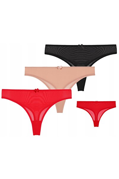 Generic Brand Chiloți Tanga Damă Set 3, L, Multicolor, Plasă Fină, Confortabil