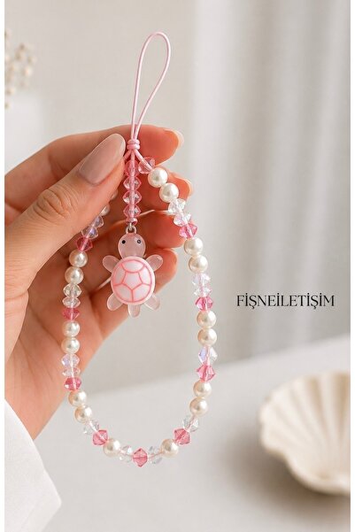 FİŞNEİLETİŞİM İNCİLİ PEMBE KRİSTAL BONCUKLU SALLANTILI PEMBE KAPLUMBAĞA TELEF...