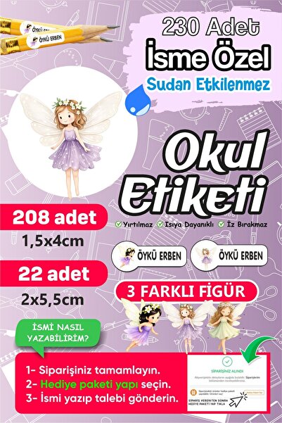 PANDA SOKAĞI Figürlü Kişiye Özel Okul Etiketi Seti – 230 Adet | Suya Dayanıkl...