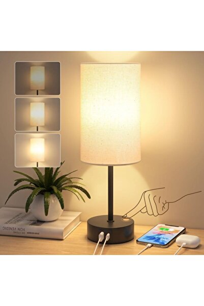 STARSTAR Touch-sensitive bedside lamp with adjustable brightness – Linen lamp...