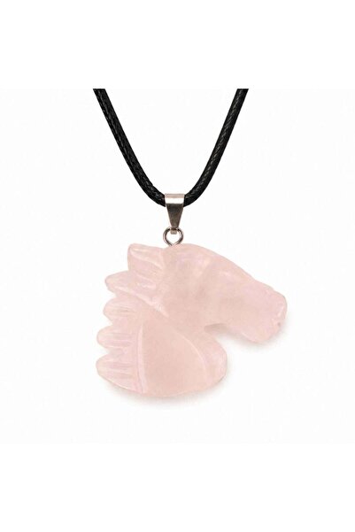 craftmystic Colier cu Cuart Roz in Forma de Cal - Iubire, Blandete si Libertate