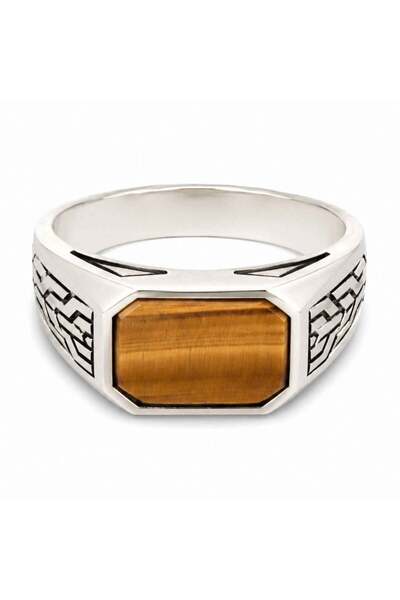 craftmystic Inel Barbatesc Argint 925 cu Ochi de Tigru Dreptunghi - Protectie...