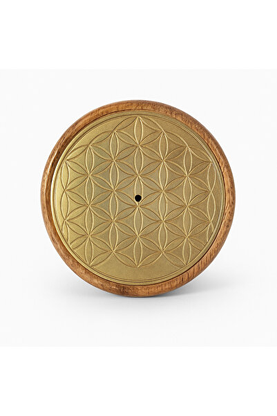 craftmystic Suport betisoare parfumate lemn de mango - Flower of Life auriu, ...