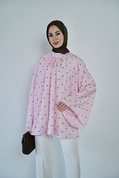 QUWİQ قميص نسائي إسباني منقط بأكمام منسدلة وتصميم إسلامي