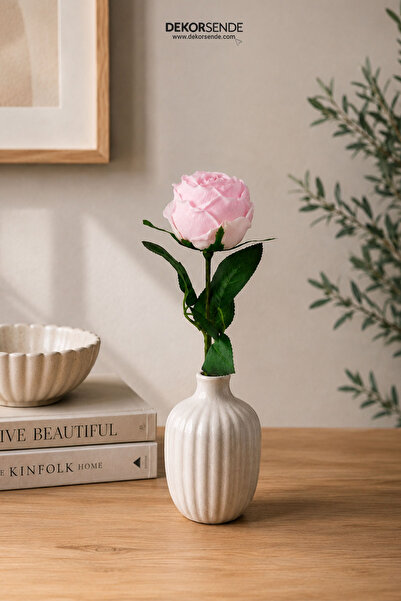 Dekorsende Artificial Rose Single Branch Powder Pink 40 cm