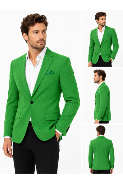 SABRİ ZENGİN Men's Slim Fit Single Button Blazer Jacket