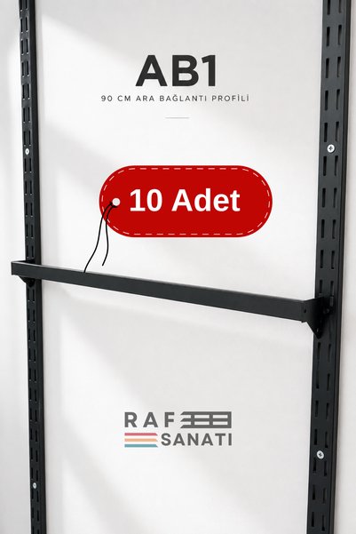 Raf Sanatı 10 Adet - AB1 90 cm Askı Geçen Profil – 10x30 Aksesuar Ara Bağlant...