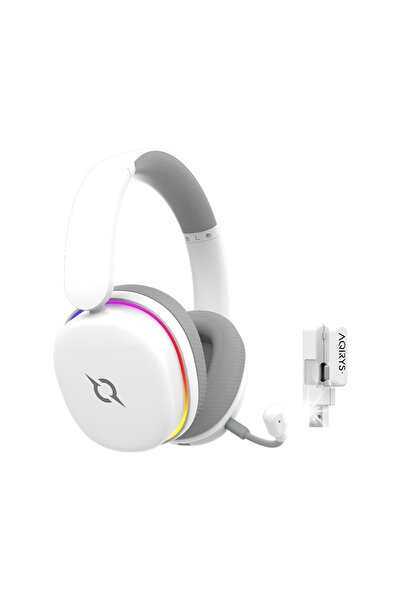 AQIRYS Căști ANC Mod Dual: Wireless și Bluetooth + Cu Fir LUNA alb