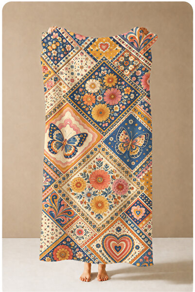 Evmila Prosop de plajă 70x150 cu model floral și geometric în stil boem - Pro...