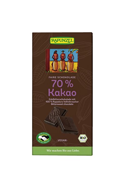 Rapunzel Ciocolată neagră 70% cacao, bio vegană, 80g