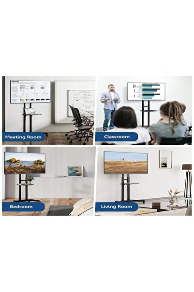 Yallabena Heavy‑Duty Mobile TV Stand Cart, Rolling TV Trolley with Height Adj...