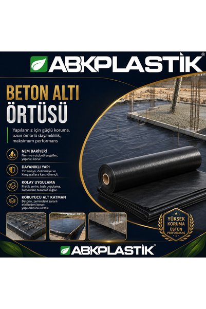 ABK PLASTİK 500 m² (125m x 4m) Beton Altı Örtüsü Şantiye İnşaat Naylonu ABKPLASTİK