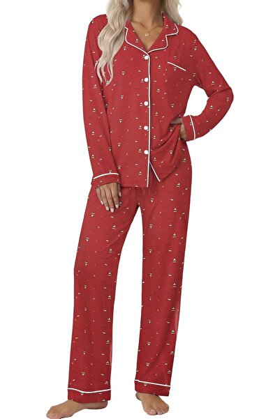 Ekouaer Pajamas Women's Long Sleeve Sleepwear Soft Button Down Loungewear Pjs...