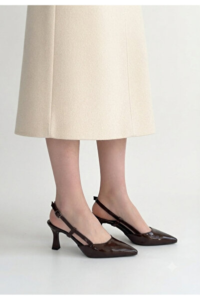 Zerenyus Hoost Premium Brown Patent Leather Heeled Shoes 7.5 cm