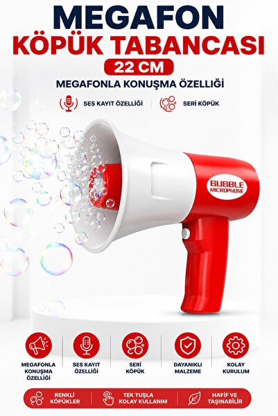 NeoThings Megafonlu Köpük Tabancası 22 cm Ses Kayıtlı Konuşma Özellikli Otoma...