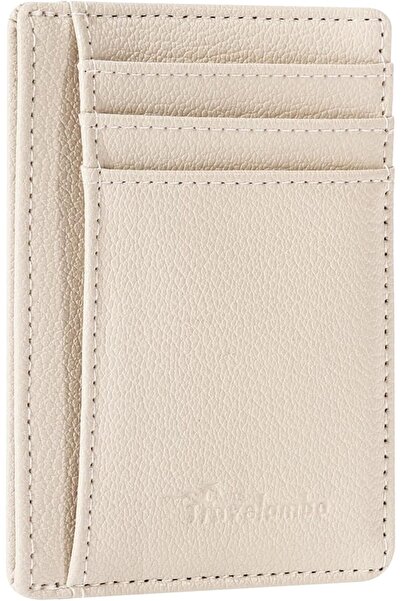 Travelambo Front Pocket Minimalist Leather Slim Wallet RFID Blocking Medium Size
