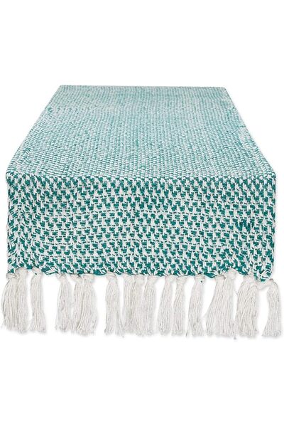 DII Woven Basics Collection 100% Cotton Knit Table Runner, 15x72, French Blue