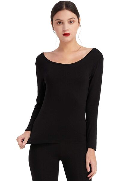GENERAL Mcilia Women's Ultrathin Modal Thermal Baselayer Top Scoop Neck Long ...