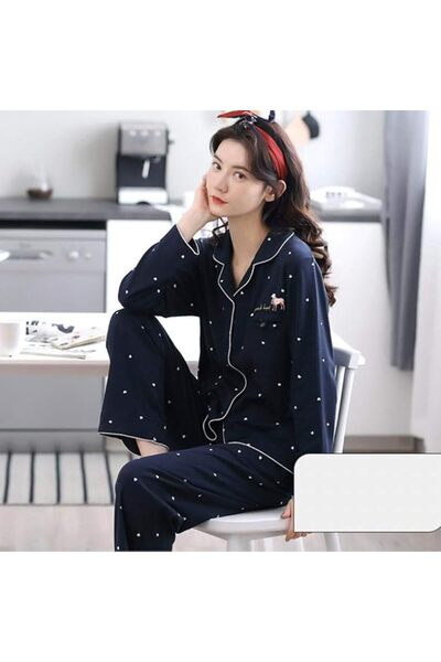 GENERAL Women'S Pajamas Cotton Pajama Set Long Sleeve Top + Pants