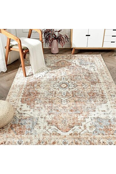 jinchan Floral 61x91CM Rugs for Entryway Vintage Washable Small Non-Slip Dist...