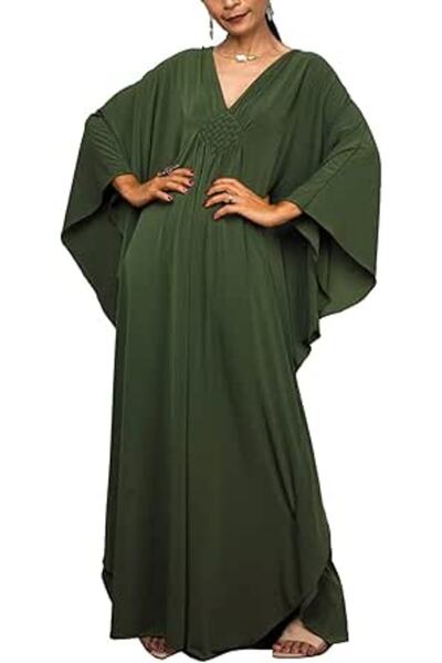 YouKD Women's Long Kaftan Maxi Dress Boho Swimsuit Beach Cover Up Robes One S...