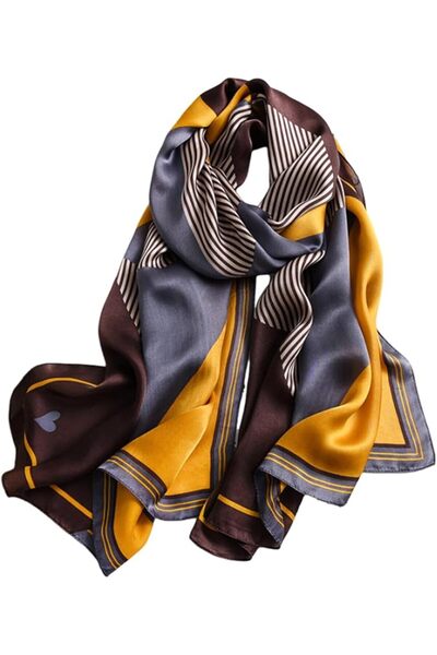 GENERAL Fashion Scarves 100% Satin Silk Scarf Long Lightweight Sunscreen Shaw...