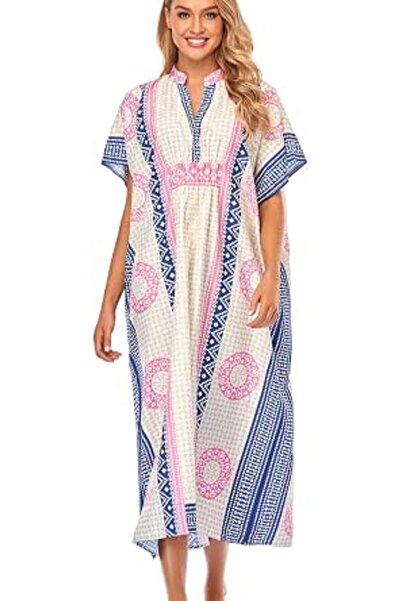 YouKD Women's Summer Long Kaftan Maxi Bohemian Dress Beach Coverups Bikini Ro...