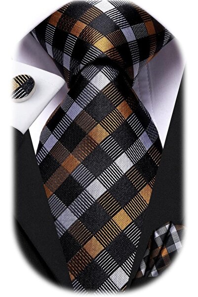 Dubulle Mens Paisely Silk Tie for Men Necktie and Pocket Square Set