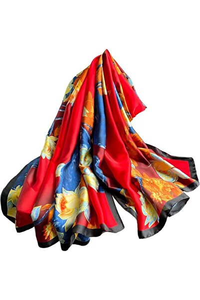 GENERAL Fashion Scarves 100% Satin Silk Scarf Long Lightweight Sunscreen Shaw...