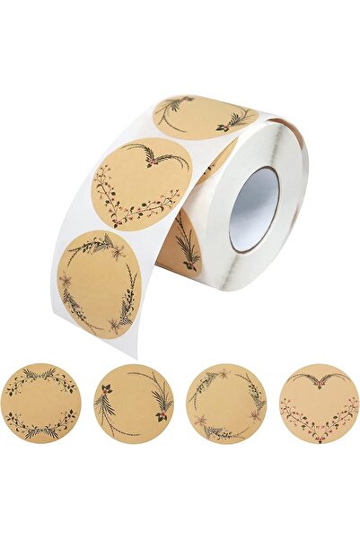 MAKINGTEC Floral Thank You Stickers, Kraft Paper Round Self Adhesive Label St...