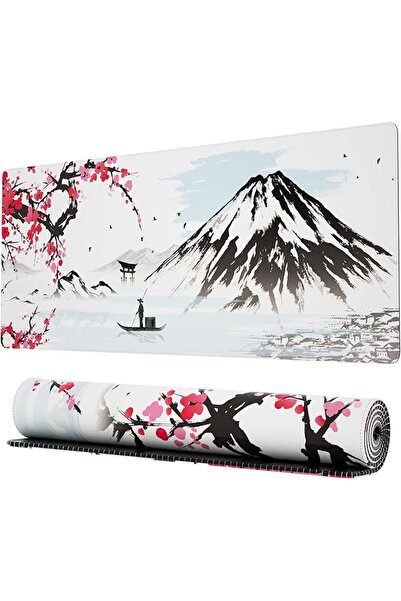 GENERAL Large Gaming Mouse Pad with Stitched Edges, Minimalist Topographic Ma...