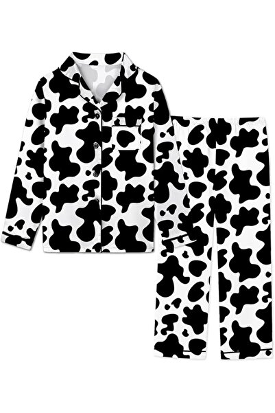 GENERAL Schbbbta Girls Boys Satin Pajamas Set, 2Piece Silk Nightwear Button-D...