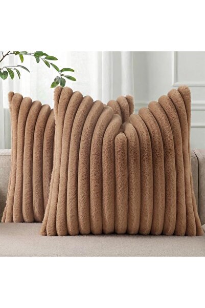 Pallene Faux Fur Plush Throw Pillow Covers 18x18 Set of 2, Luxury Soft Fluffy...