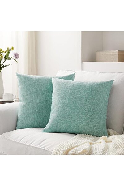 Meekio Set of 2 Dark Sage Pillow Covers 18 x 18 Inch Farmhouse Boho Decorativ...