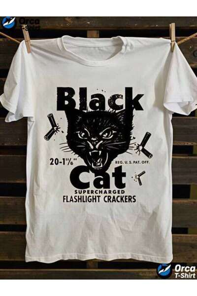 LİNA06 Black Supercharged Flashlight Crackers Design, Pure Cotton T-Shirt, Ca...