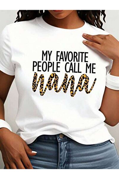 LİNA06 Women's My Favorite People Call Me Nana Leopard Print, Pure Cotton T-S...