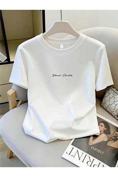 NOURAM Casual Women's Blind Child Text Design, Pure Cotton T-Shirt, Summer We...