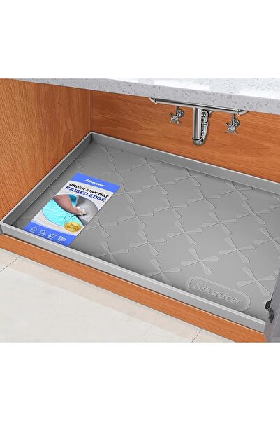 GENERAL SIKADEER Under Sink Mat for Bathroom Waterproof, 31" x 19" Silicone U...