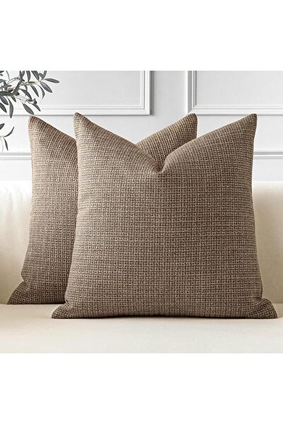 OTOSTAR Pack of 2 Throw Pillow Covers 24x24 Inch Linen Beige Pillowcases Farm...