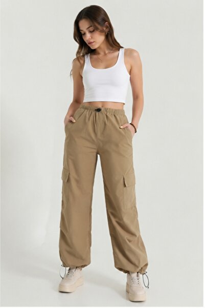 Gokco Cargo Pocket Parachute Fabric Women's Trousers