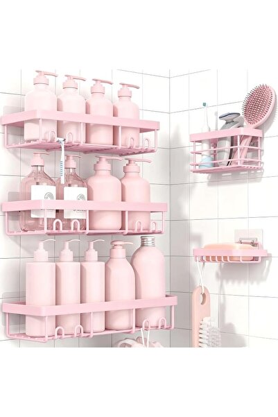 Moforoco Gold 5 Pack Shower Caddy Shelf Organizers Rack, Self Adhesive Black ...